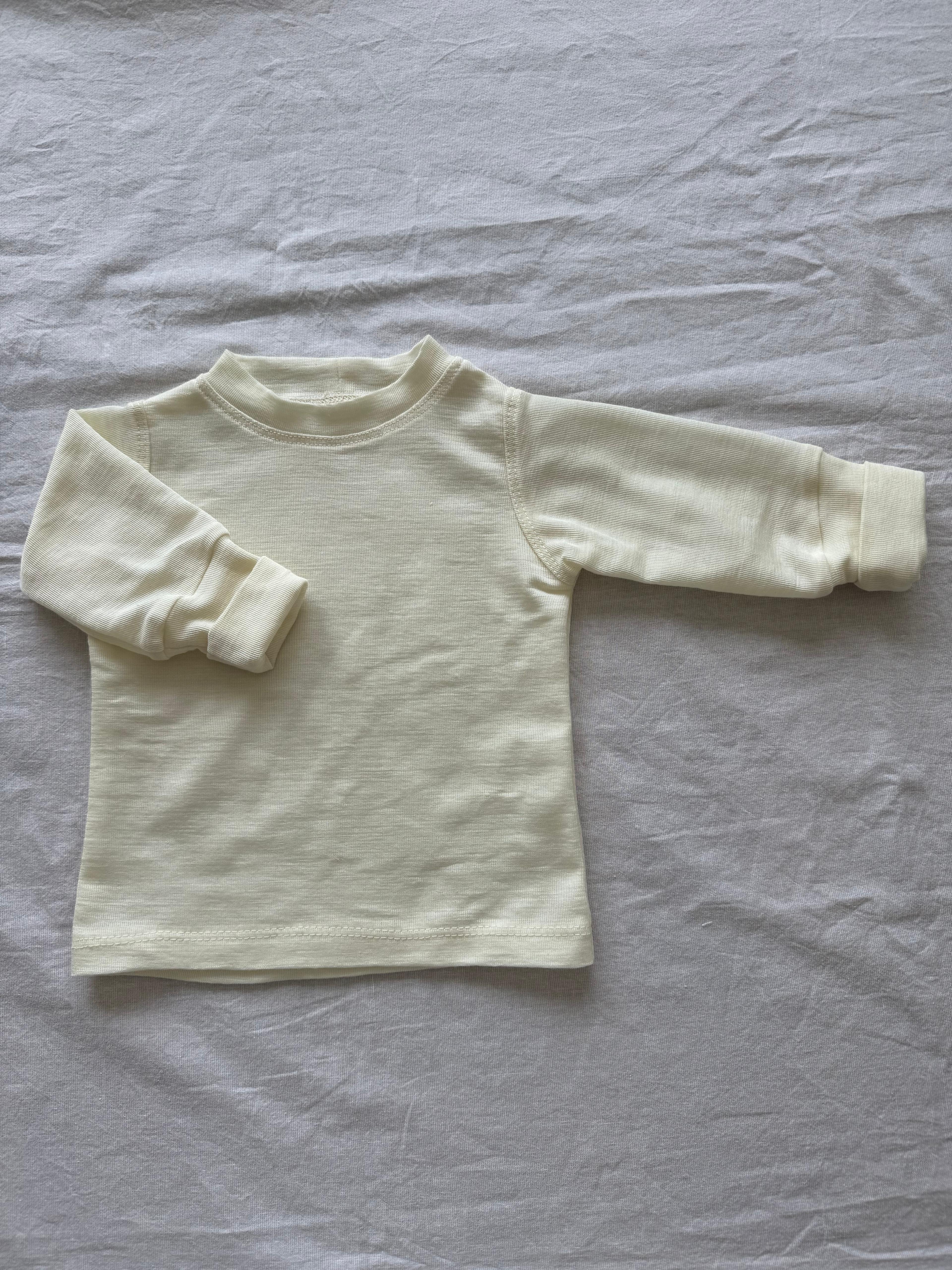 Langarmshirt aus Wolle/Seide - Einfarbig