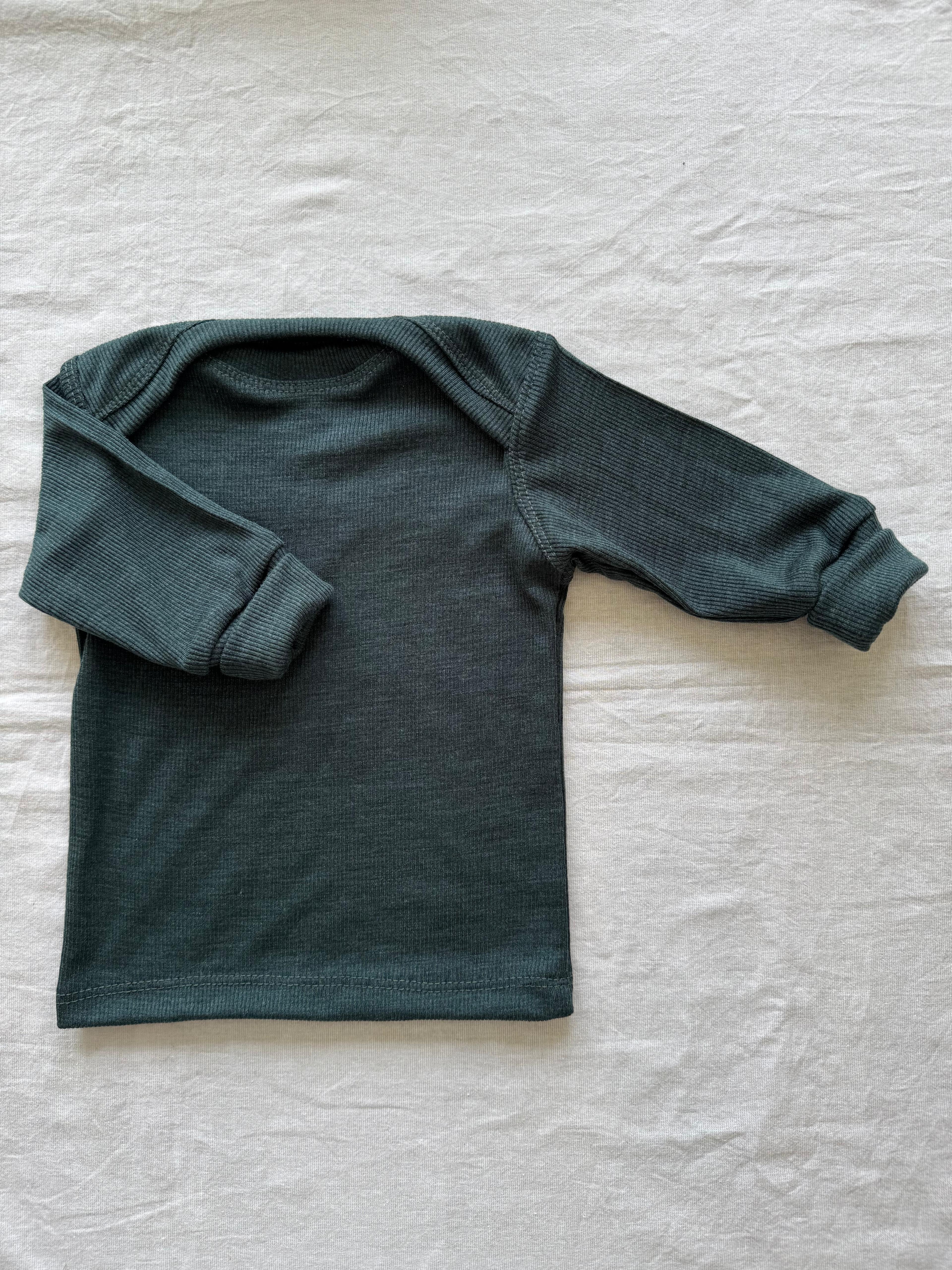 Langarmshirt aus Wolle/Seide - Einfarbig