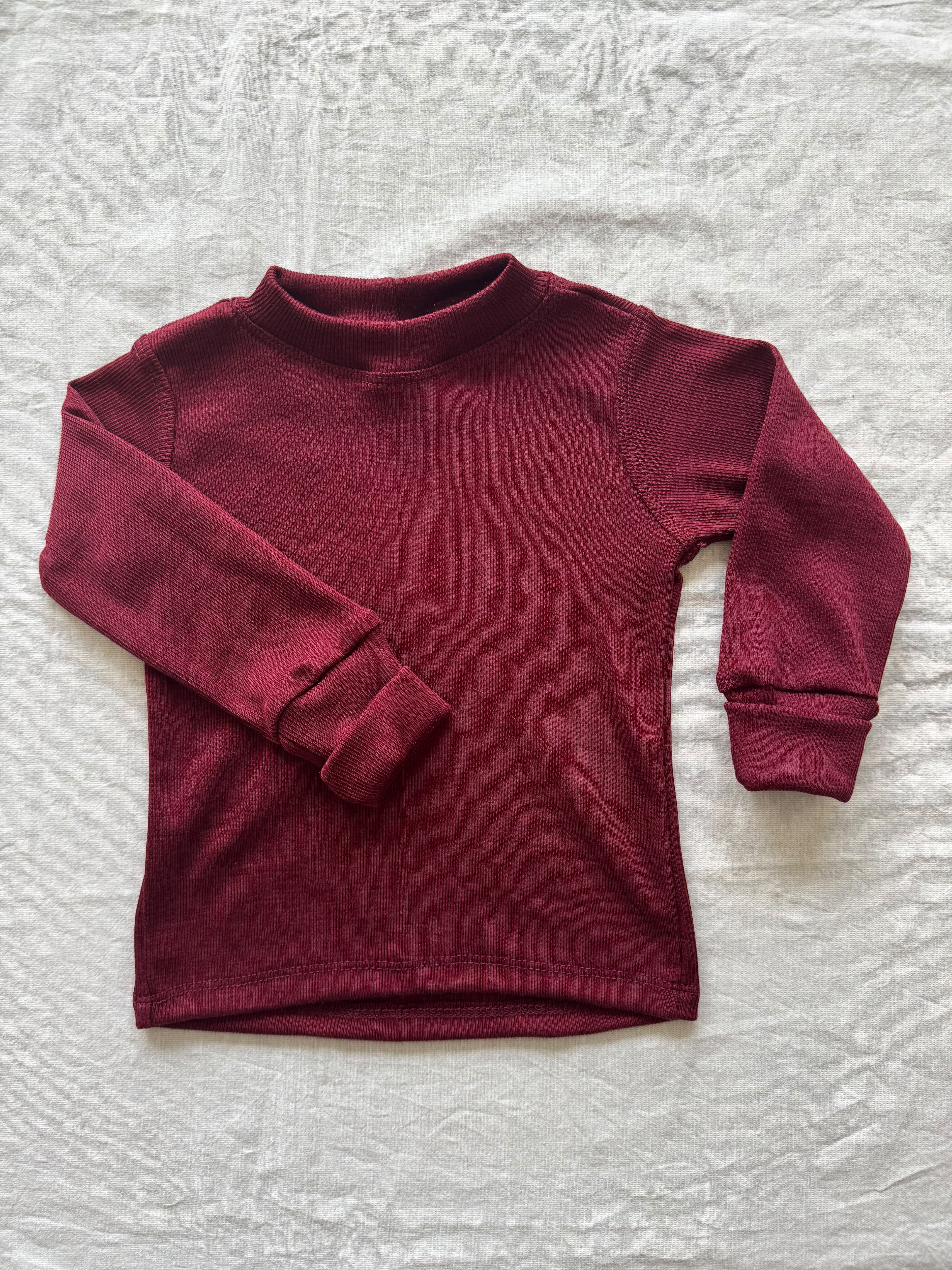 Langarmshirt aus Wolle/Seide - Einfarbig