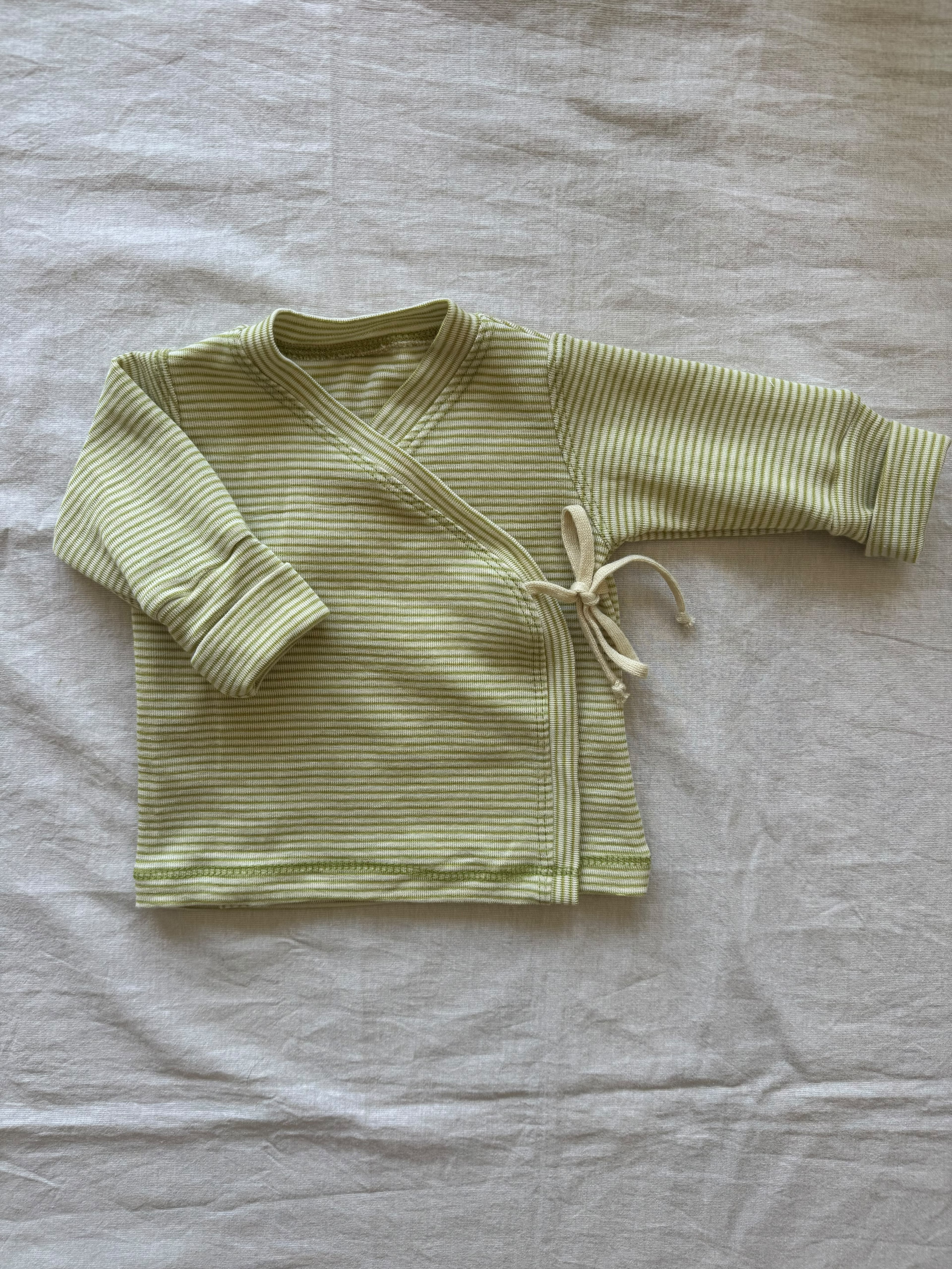 Wickeljacke aus Wolle/Seide - Geringelt