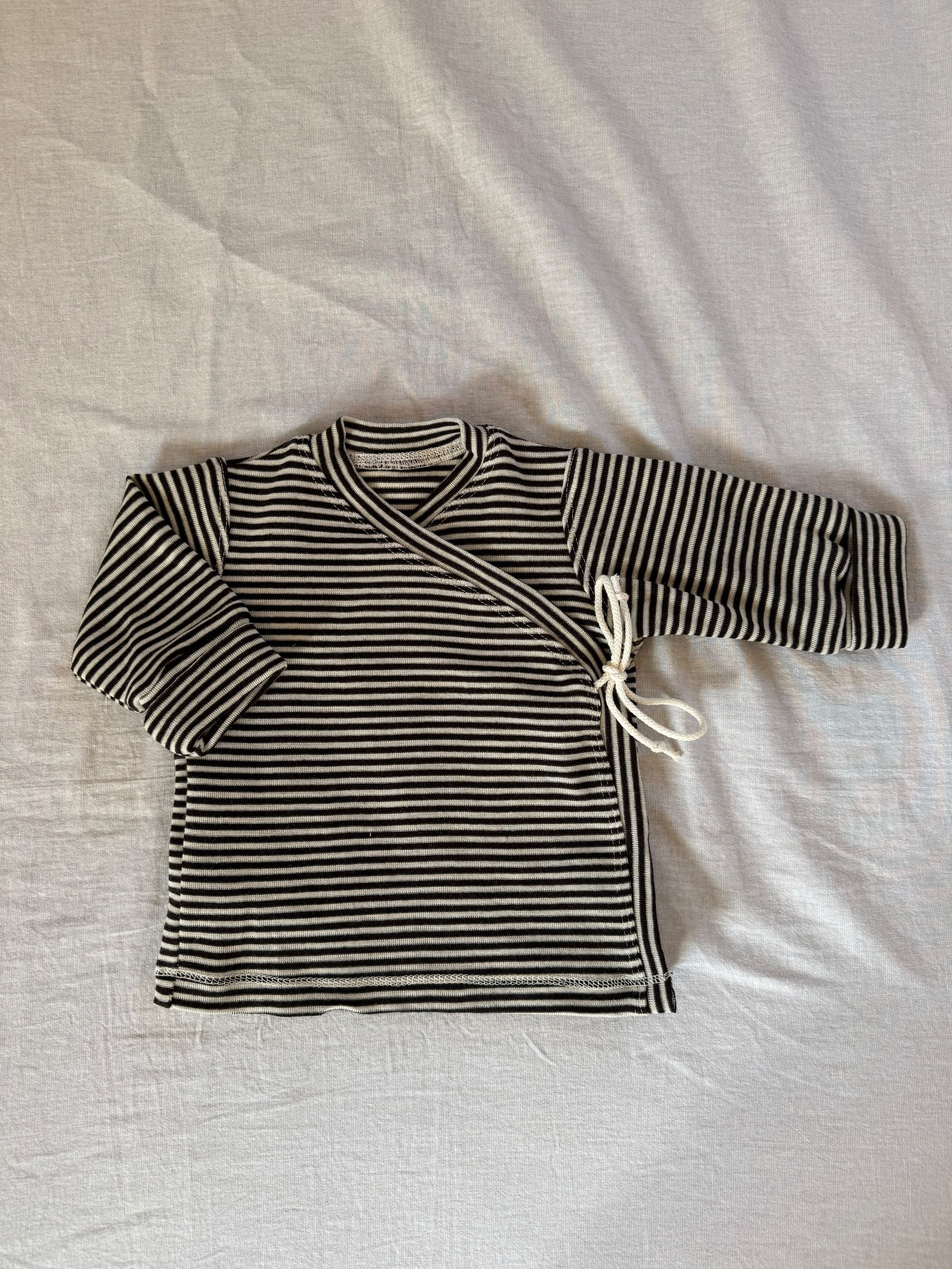 Wickeljacke aus Wolle/Seide - Geringelt