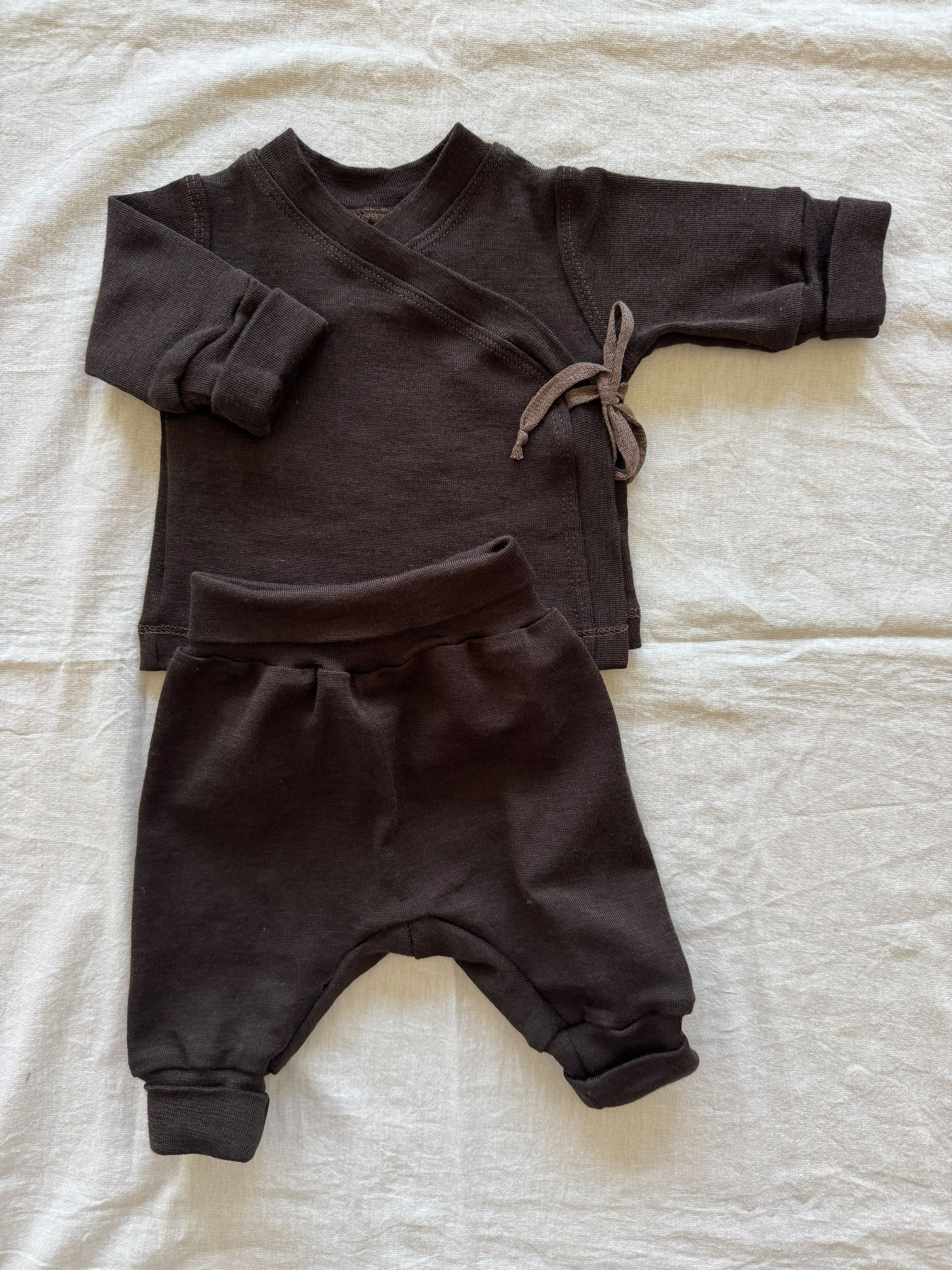 Set mit Wickeljacke aus Wolle/Seide - Einfarbig