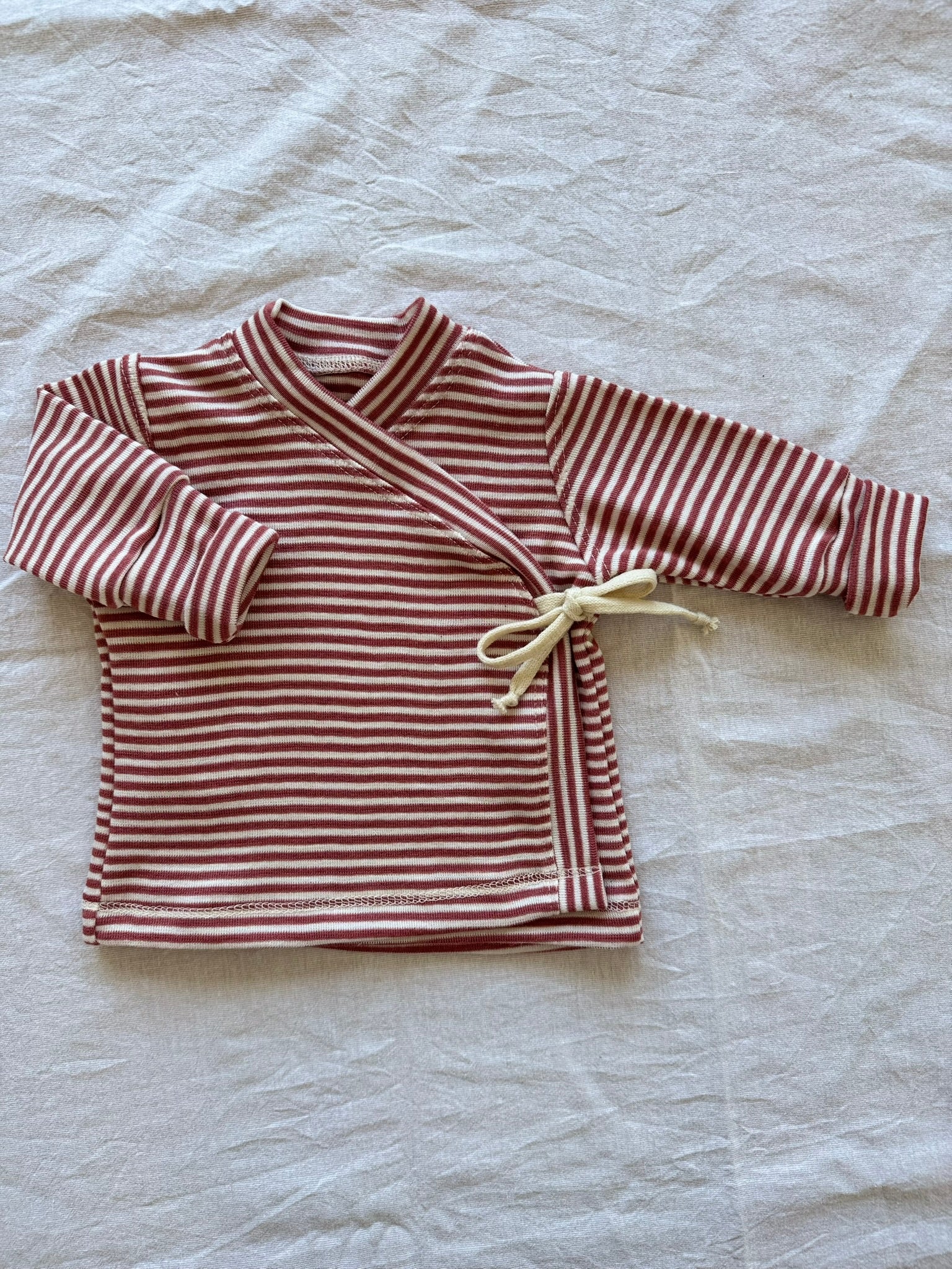 Wickeljacke aus 100% Merinowolle - Geringelt