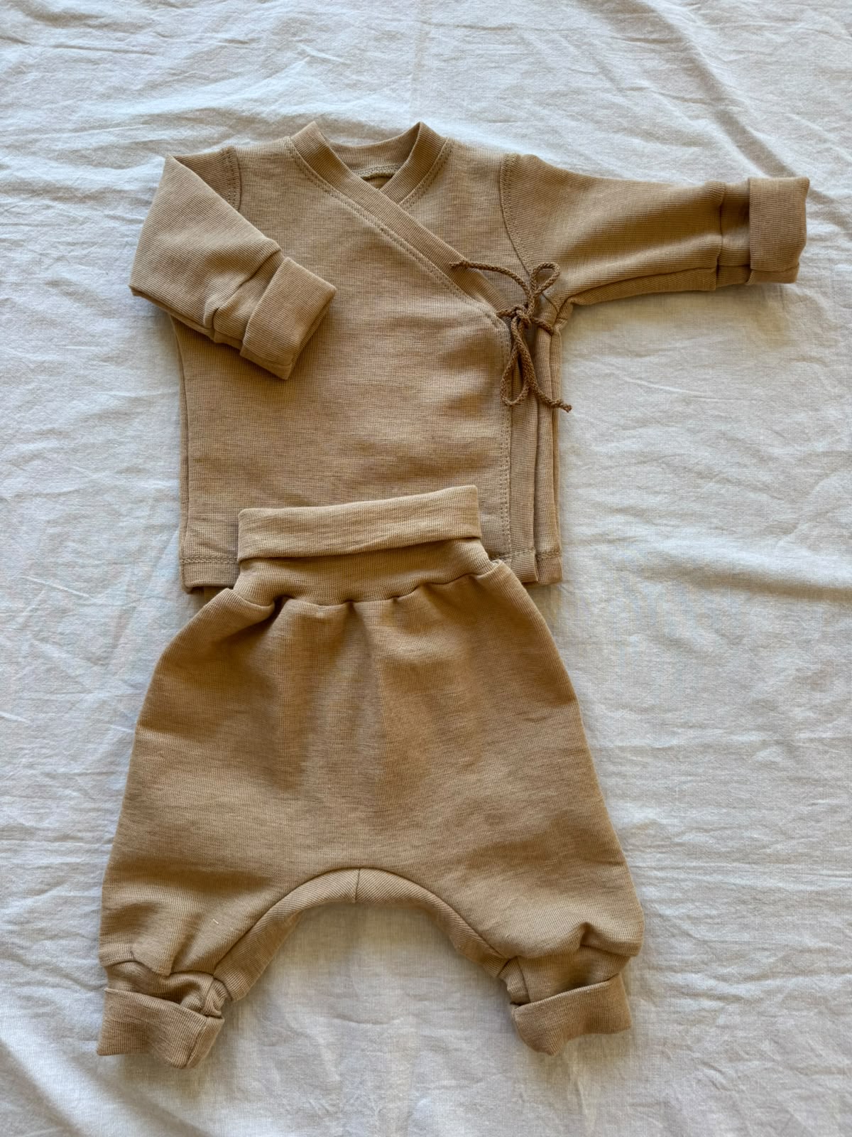 Set mit Wickeljacke aus Wolle/Seide - Einfarbig