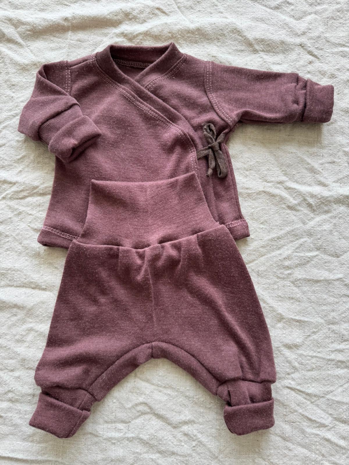 Set mit Wickeljacke aus Wolle/Seide - Einfarbig