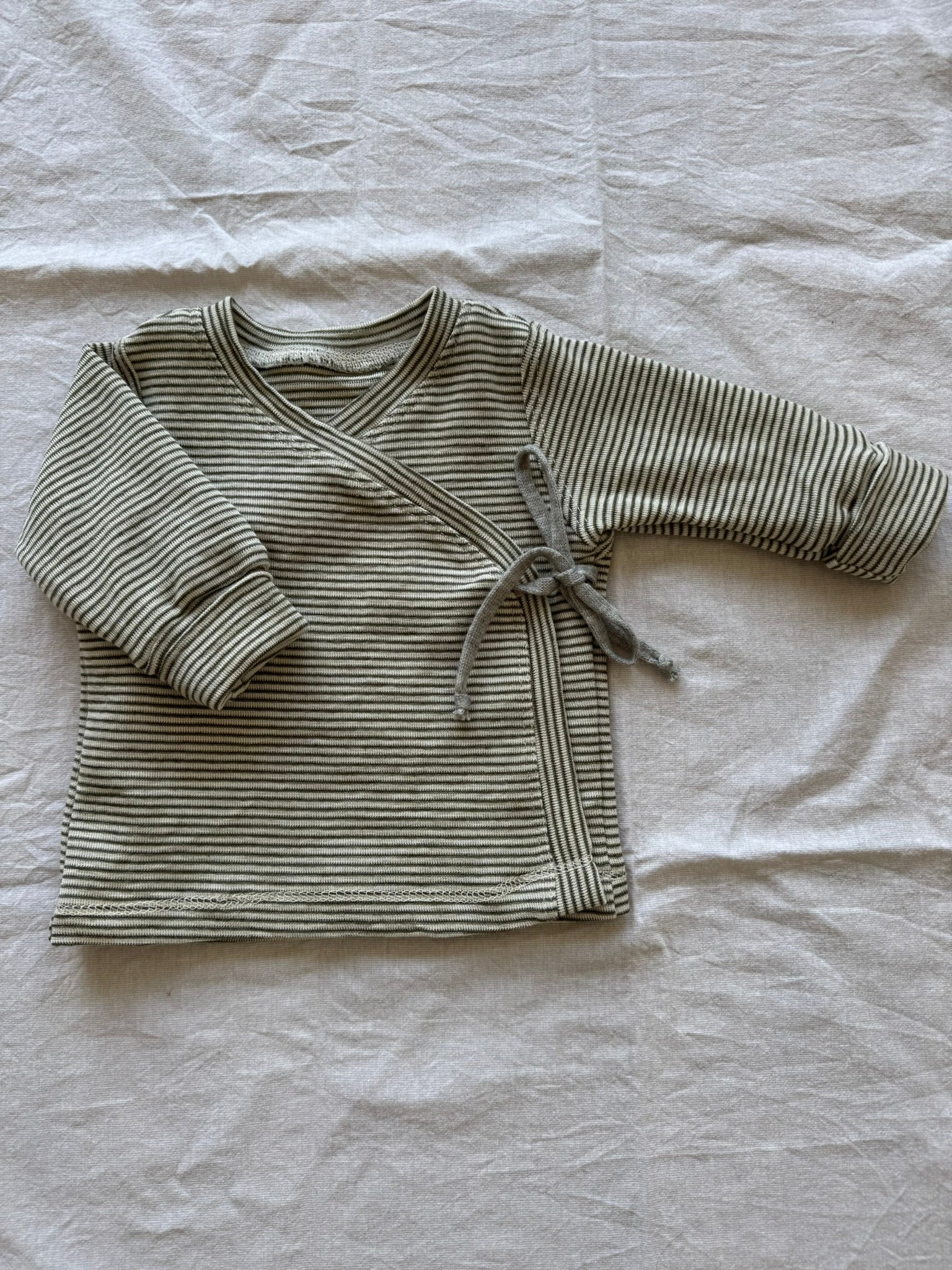 Wickeljacke aus Wolle/Seide - Geringelt