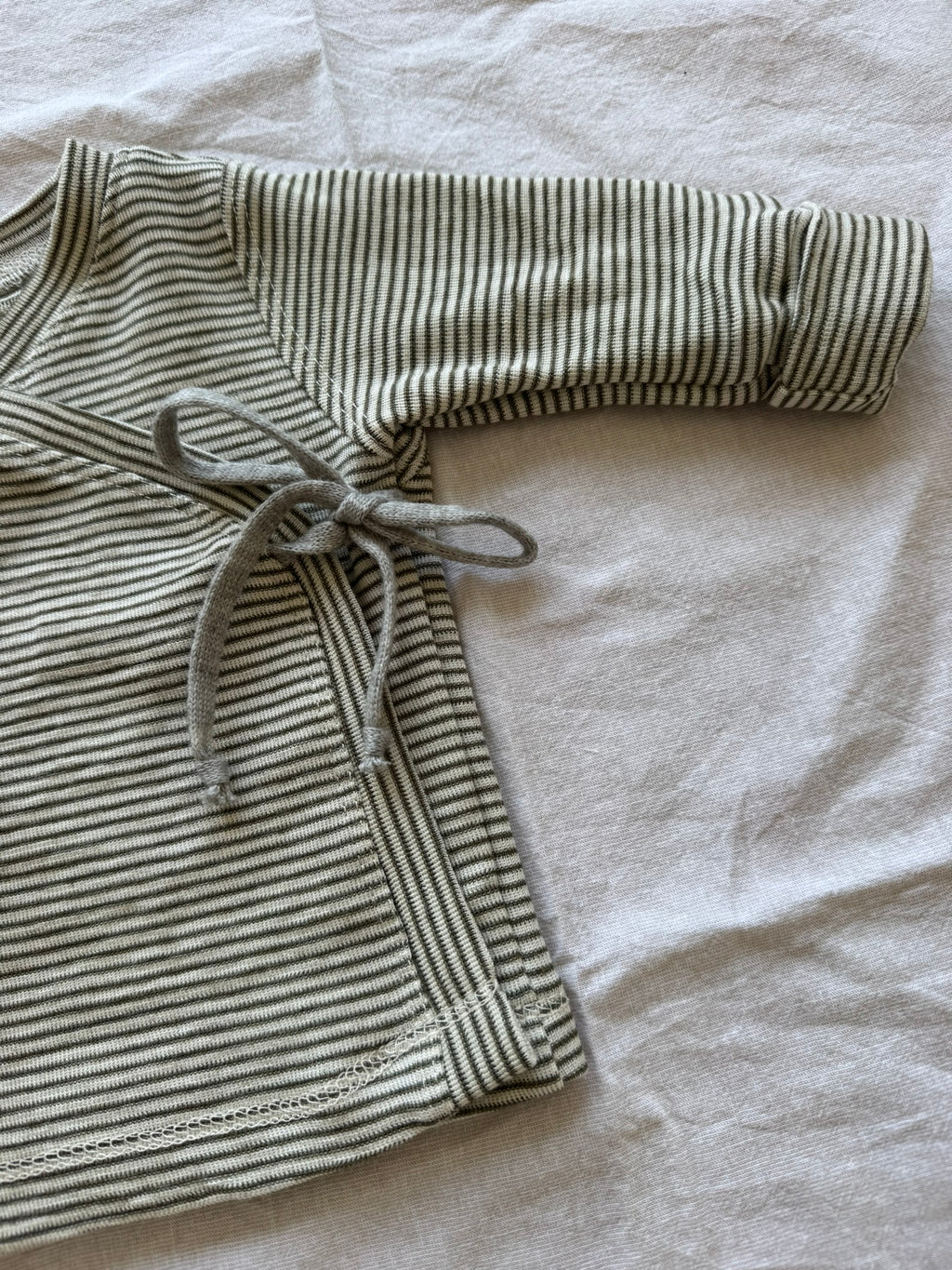 Wickeljacke aus Wolle/Seide - Geringelt