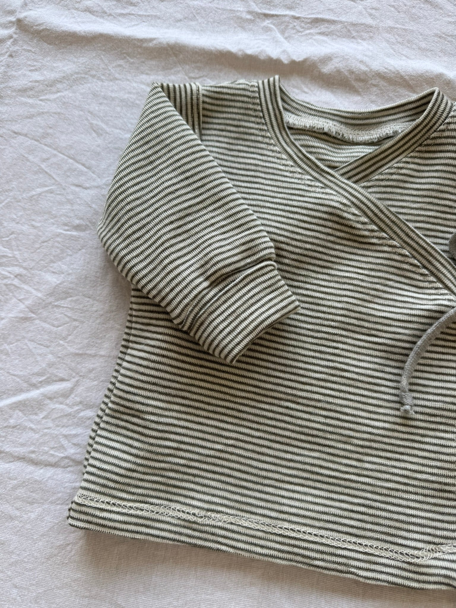 Wickeljacke aus Wolle/Seide - Geringelt