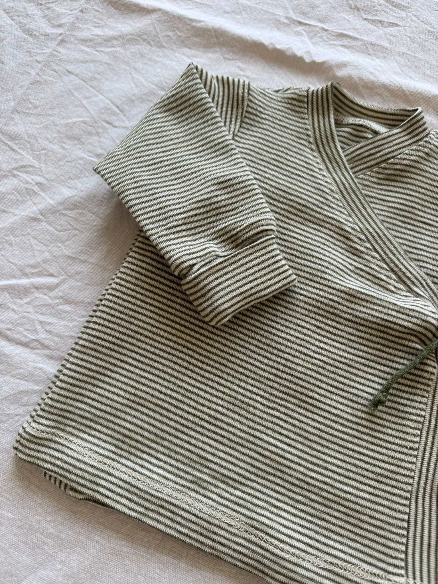 Wickeljacke aus Wolle/Seide - Geringelt