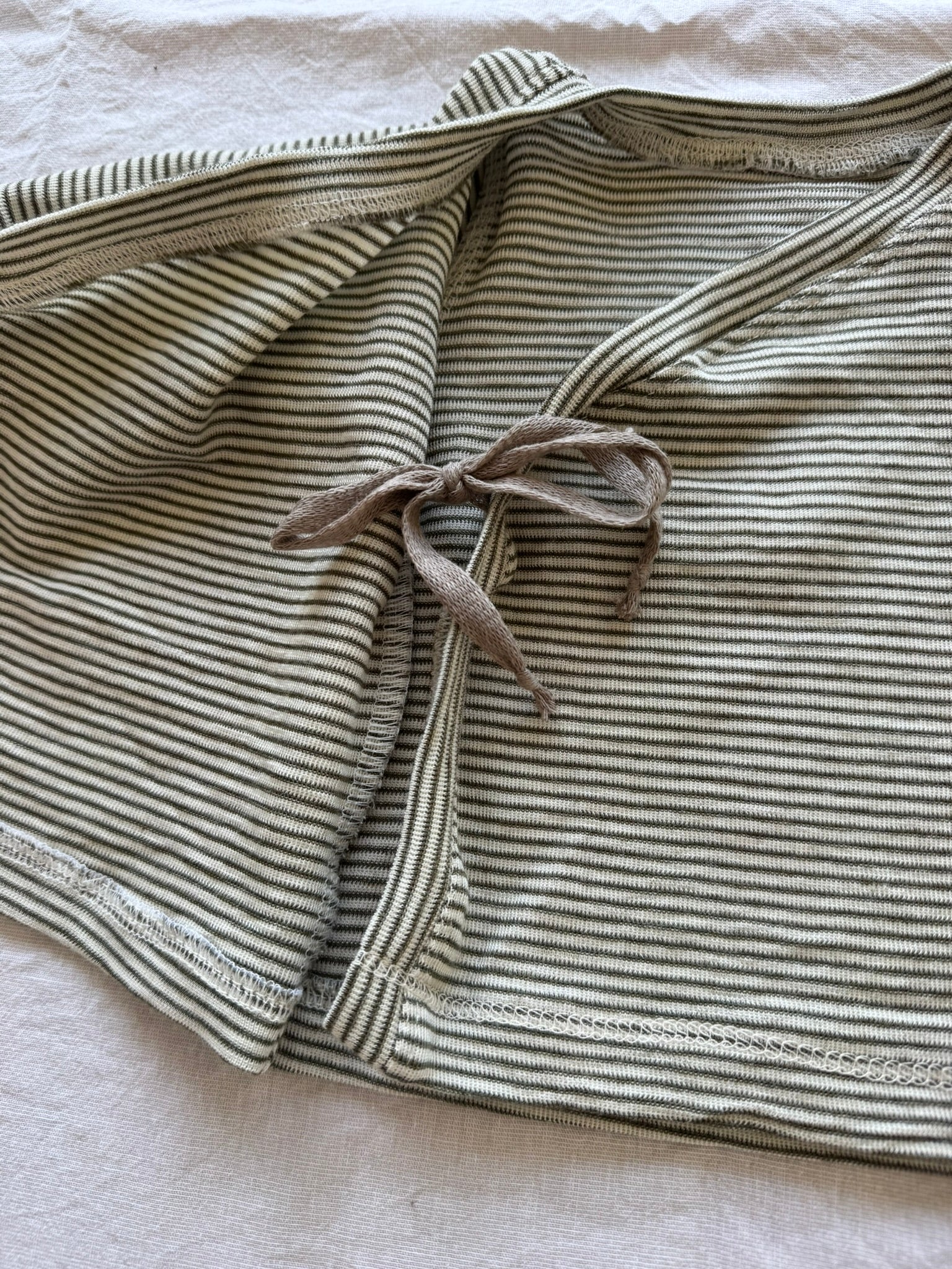 Wickeljacke aus Wolle/Seide - Geringelt